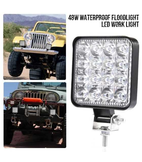 48W 30 Degree LED Flood Beam Lights Square Off-road Bulb Lamp Light Fog Lighting Exterior For Jeep Cabin/Boat/SUV/Truck
