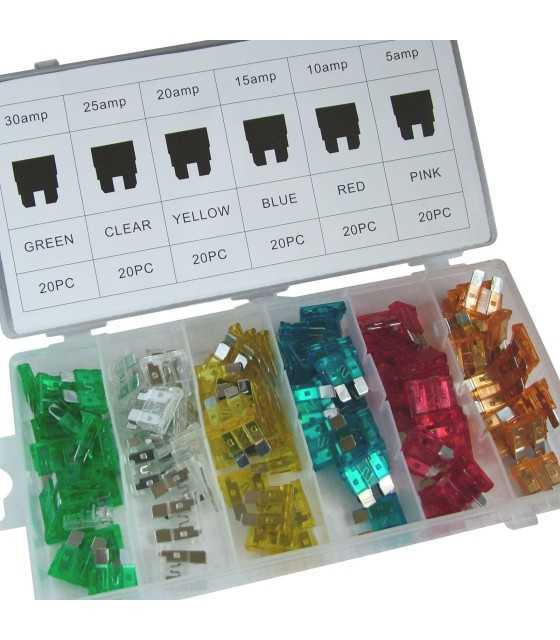 Fuse Set 100 pcs 12V-24V Assorted Low Profile Blade Fuse Used for Auto, Car, Truck, SUV,