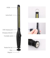 chargeable Work Light Flashlight with Magnet solar Rotating 24+2 LED