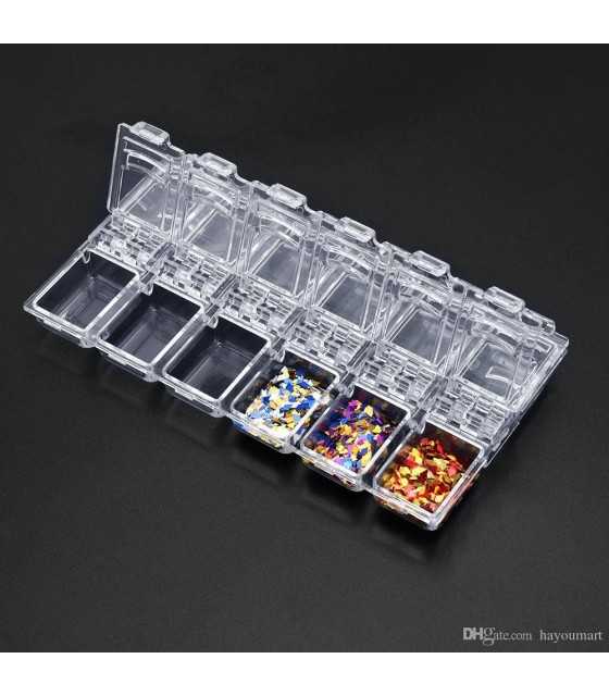 12 Empty Slots Plastic Nail Decoration Rhinestone Storage Box Case