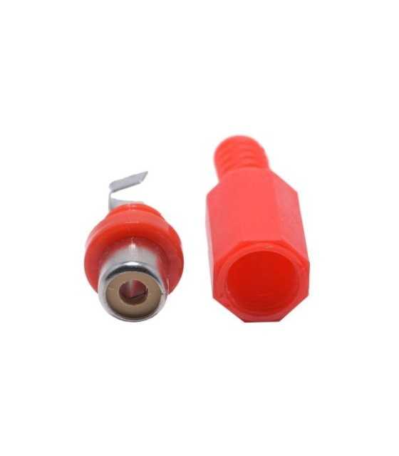 RCA Female Solder Connector with Strain Relief - Plastic - Red CC-106R
