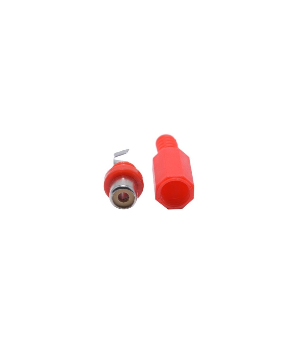 RCA Female Solder Connector with Strain Relief - Plastic - Red