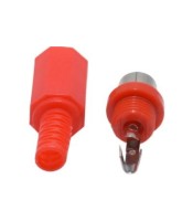 RCA Female Solder Connector with Strain Relief - Plastic - Red