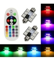 6SMD Festoon Light C5w Dome Light Car Led Auto Mobile Auto Remote Controlled Colorful Reading Lamp Roof Trunk Bulbs 39mm