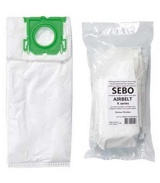 10 dust bags microfleece for vacuum cleaner Sebo Airbelt K1 Onyx