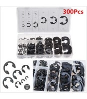 300Pcs E-Clip Snap Ring Shop Assortment Black Circlip Kit External