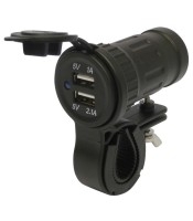 12V Waterproof Motorcycle Car Cigarette Lighter Dual USB Charger Blue LED Light Plug Socket Charger Adapter