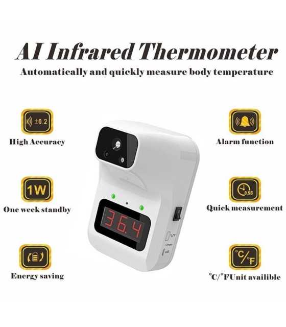 Details about GP-100 Non-Contact Digital Instant Thermometer Wall-Mounted Infrared Forehead