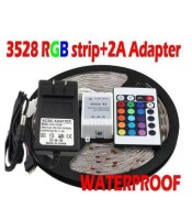 5 Meter RGB 3528 Waterproof 300 LED Flexible Strip With 24 Key IR Remote Controller
