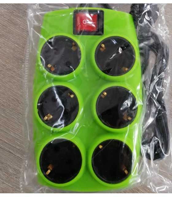SOUKO GREEN MULTIPLE SOCKET 6 POSITIONS WITH SWITCH