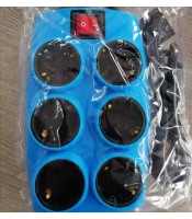 SOUKO blue MULTIPLE SOCKET 6 POSITIONS WITH SWITCH
