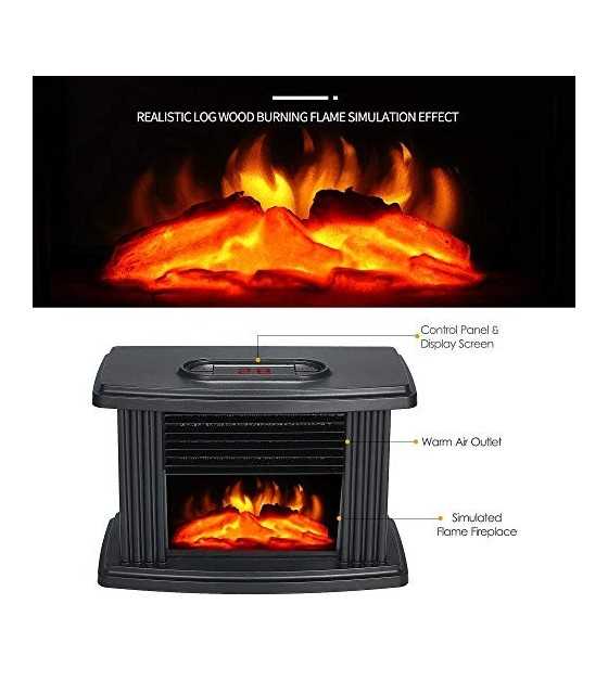 Electric Fireplace Heater Electric Heater with Log Flame Effect Warm Air Heater