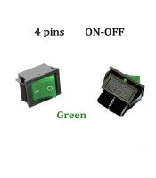 Luminous green rocker switch DPST 4 pin