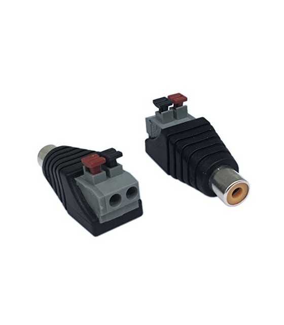 RCA Male Plug to AV 2 Screw Terminal Female Audio Video Balun Spring Press Type Adapter DC Power