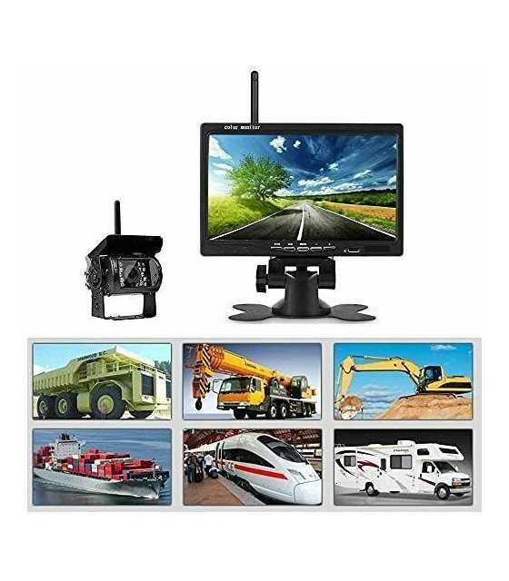 7 inch monitor kit+2.4G digital wireless signal 12v 24v bus truck rear view backup reverse camera system