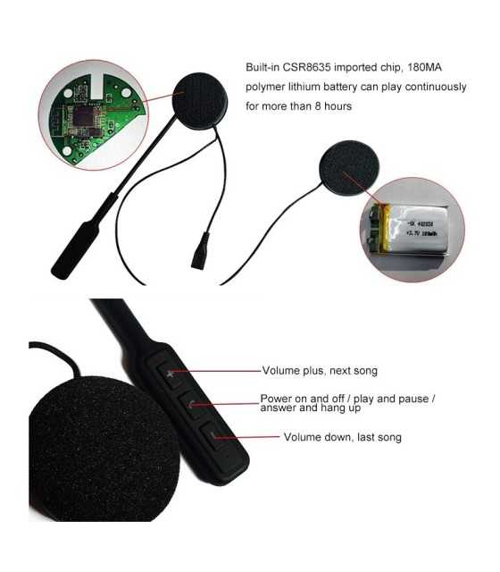 Headphones Microphone Bicycle Helmet Earphone Handsfree Speaker Call Control