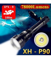 CREE XH-P90 Ultra Bright Underwater 100m Scuba LED Diving Flashlight IPX-8