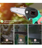 Mini Cordless Electric Chain Saw One-Hand Woodworking Wood Cutter 1pc Battery -