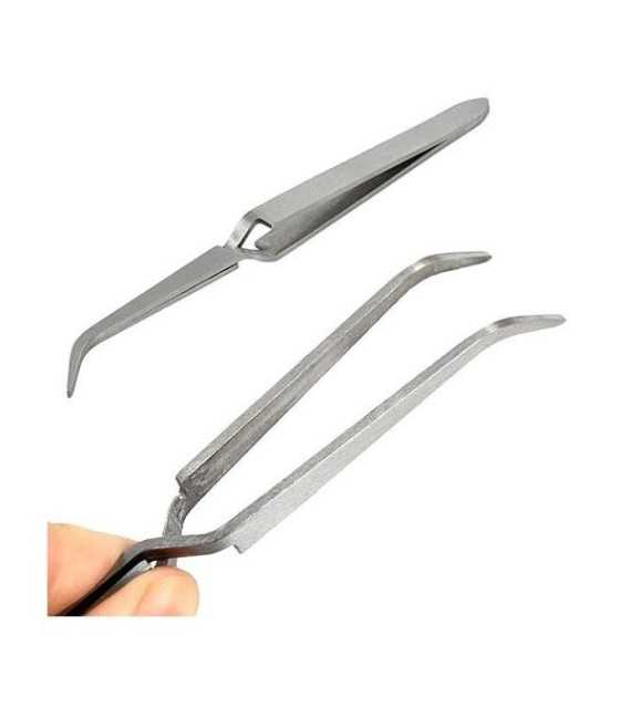 Pro Stainless Steel Nail Art Tweezers C Curve Clamp Curved Head Pincher