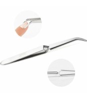 Pro Stainless Steel Nail Art Tweezers C Curve Clamp Curved Head Pincher