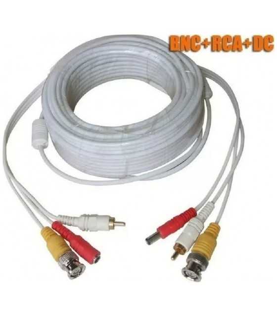 Cable For CCTV Security Camera 10m with audio white