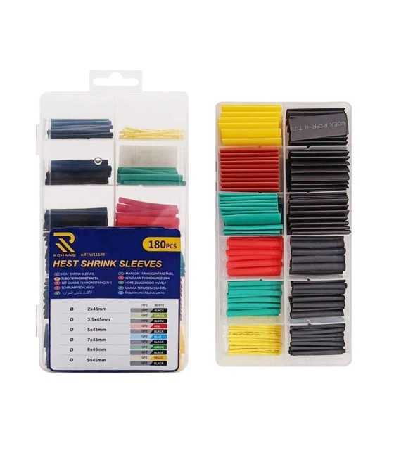 180 Pc Color Coded Heat Shrink Wire Wrap Cable Sleeving Insulation Tube Sleeve