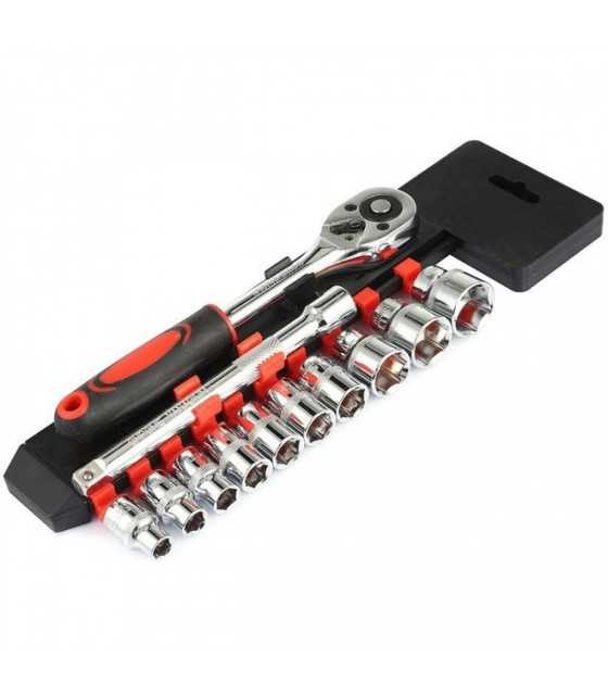 12 Pcs Ratchet Wrench Socket Spanner Set Hardware Vanadium Chrome-vanadium Steel Repairing Kit Hand Tools Set