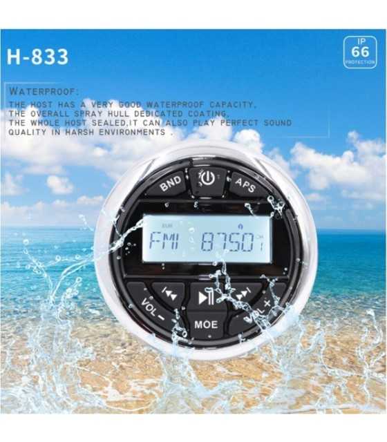 Marine Bluetooth Stereo Waterproof Radio Audio FM AM Receiver Boat Car MP3 Player For UTV Yacht Motorcycle
