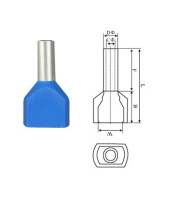 Втулков накрайник 2х0.75×8мм /ТE-7508/ СИН