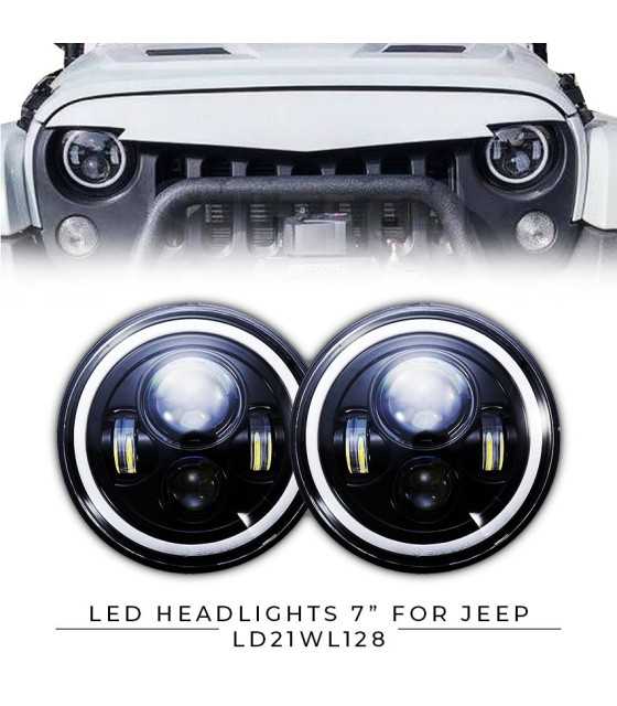 Led Bright Round Hi/ Low Beam Led Headlights DRL for Harley Jeep Wrangler
