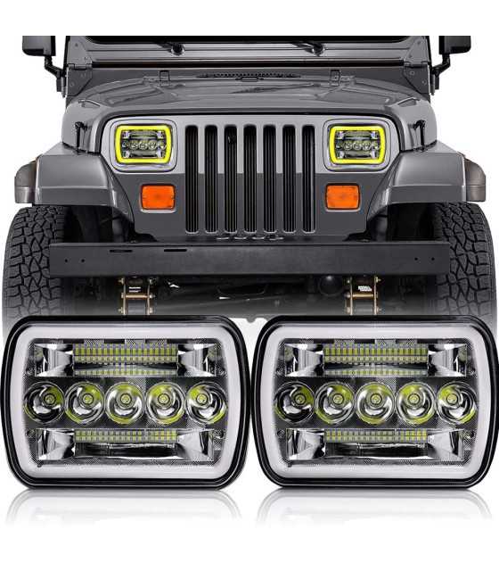 Square Led Headlamp For Trucks Jeep Wrangler Xj