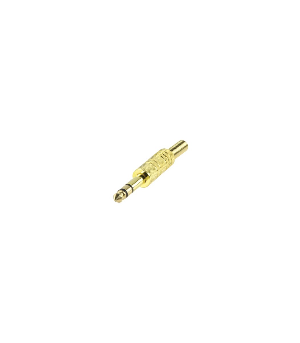 Jack plug, 6.3 mm stereo, gold-plated