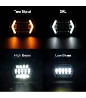 7x6 inch Halo LED Headlight, 5x7 inch Square LED Headlamp with Arrow Angel Eyes DRL