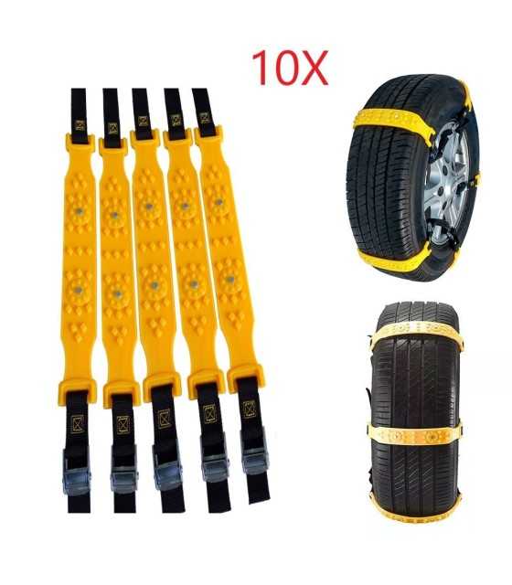 10pcs Universal Snow Chains for Cars/SUV/ LT Truck/Pickup Adjustable Traction Tire Chains