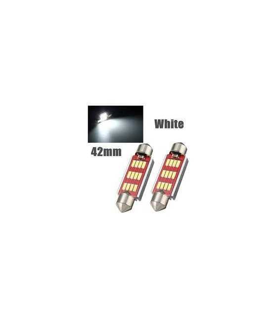 White Festoon Canbus Error Free Interior Light Bulb 42mm 12SMD 4014 LED C10W