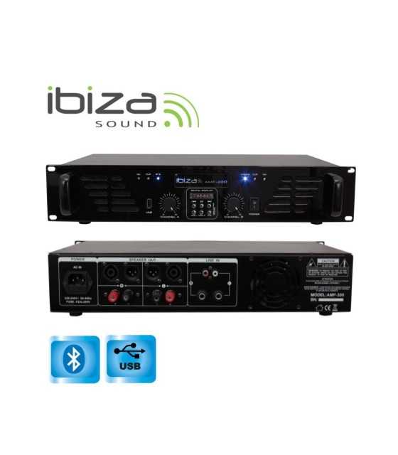 AMP300USB-BT PA Amplifier with USB and Bluetooth 2x240W from Ibiza Sound.