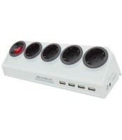 SAFETY POWER STRIP WITH ON-OFF SWITCH 4 OUTLETS+USB