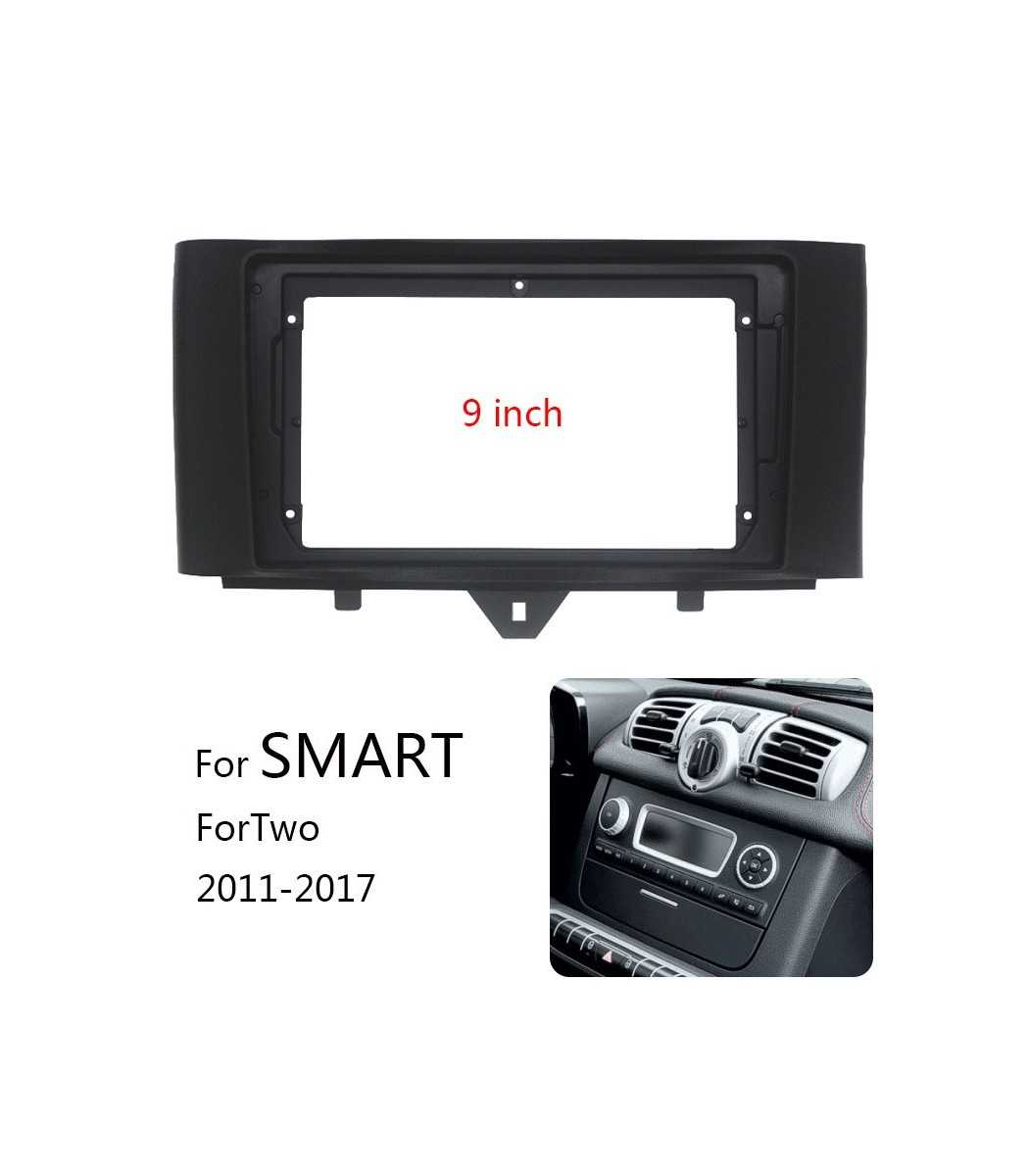 9 Inch Fascia For BENZ Smart fortwo 2011 2012 2013 2014 2015 Audio Fitting Adaptor Panel Car Frame