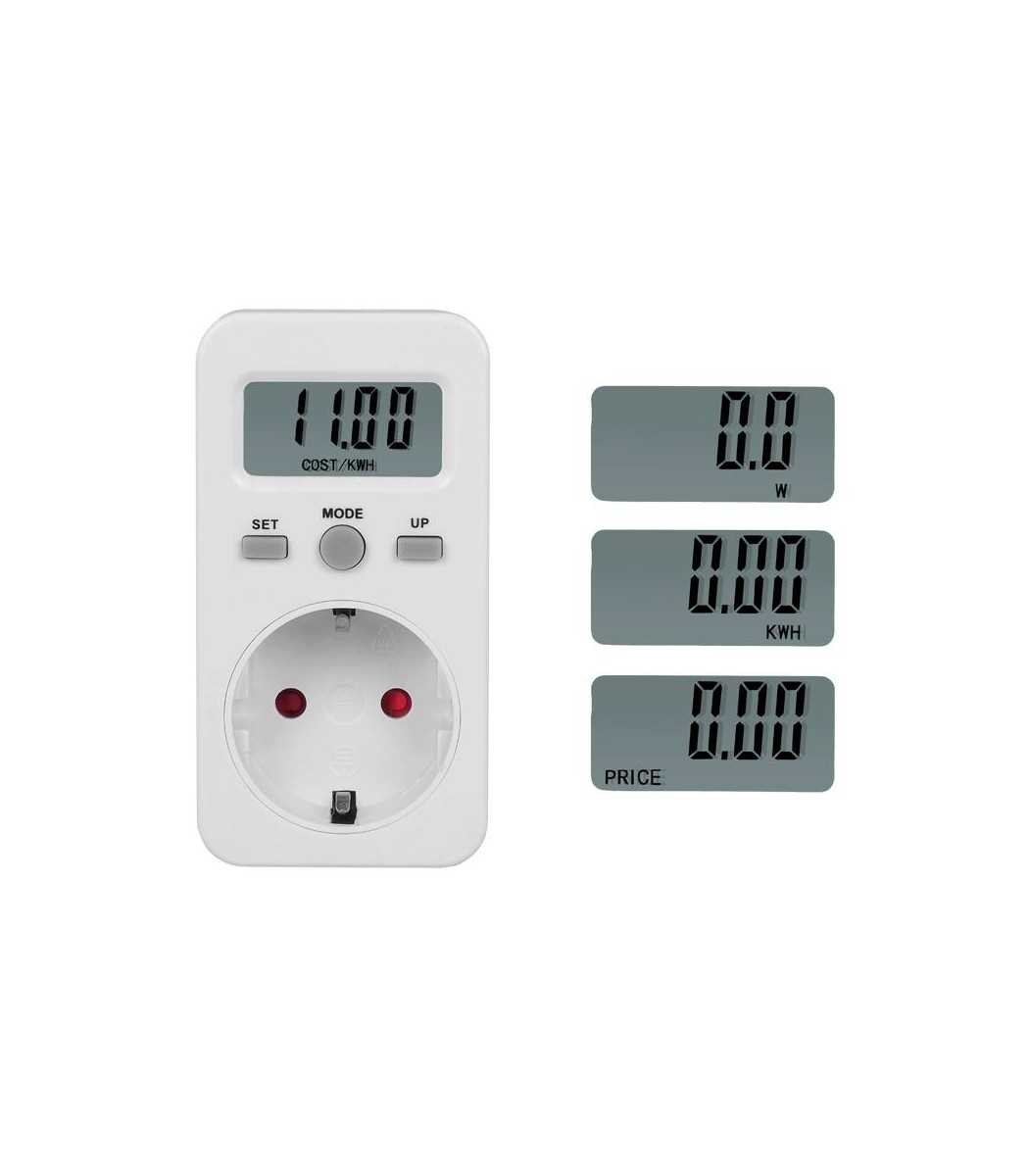 Digital wattmeter with German plug, power consumption meter, energy meter