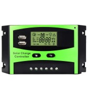 12V/24V 30A Solar Controller PWM LCD Solar Charge Regulator with Load Light and Timer Control Dual USB