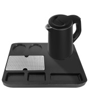 Welcome tray with BLACK kettle & mugs LIFE WELCOME ONYX