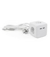 Socket Cube с 4x защитен контактен контакт + 2xUSB, 1,5m захранващ кабел