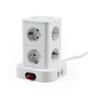 Socket tower with 8 protective contact sockets