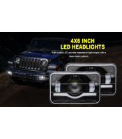 4X6 Inch LED Square Headlights Angel Eye Bulbs Projector High Low Sealed Beam Headlamps