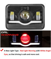 4X6 Inch LED Square Headlights Angel Eye Bulbs Projector High Low Sealed Beam Headlamps