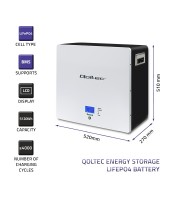 Qoltec LiFePO4 батерия за съхранение на енергия | 5kWh | 51V | BMS| LCD