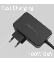 Qoltec GaN POWER PRO charger,1xUSB-C, 100W, 5-20V | 3-5A | Black