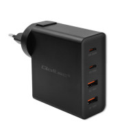 Зарядно устройство Qoltec GaN POWER PRO | 2xUSB-C | 2xUSB | 130W | 5-20V | 1.5-5A | PD | черен