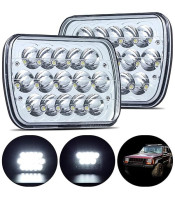 7x6" Rectangular Chrome LED Headlights