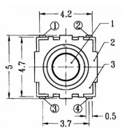 ΜΠΟΥΤΟΝ TACT SWITCH SMD 4.7X4.2  Y1.6mm ΑΔΙΑΒΡΟΧΟ